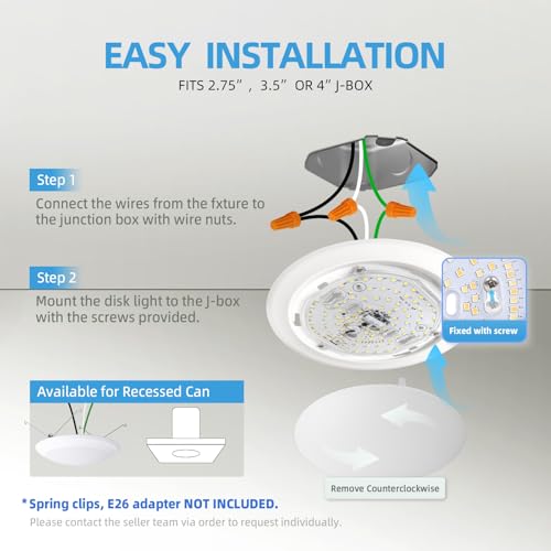 ECOELER 6inch LED Disk Lights, Dimmable Flush Mount Disc Downlight, 12 Pack - color: 6000K (Bright White), size: 12 - Pack