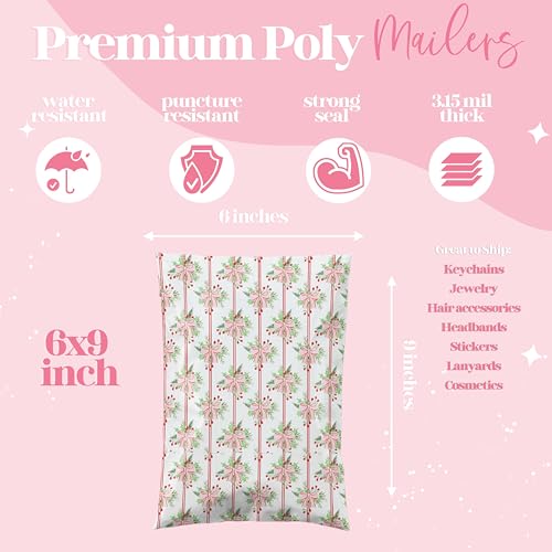 Pretty Package Store Poly Mailers 14.5x19, Christmas Bows, 100 Pack - color: Christmas Bows, size: 14.5x19