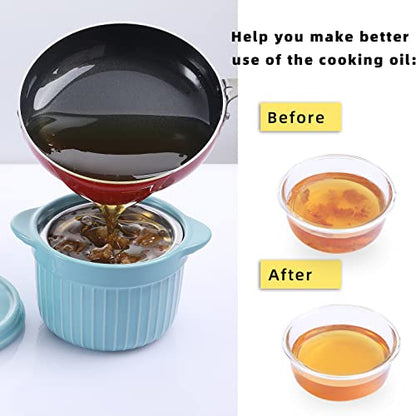 ONTUBE Ceramic Bacon Grease Container Keeper with Strainer 17oz,Turquoise - color: Turquoise
