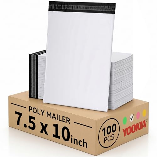 7.5 x 10" Poly Mailers 100PCS, 1.77 Mil 5 Layer Waterproof Shipping Bags for Clothes,Mailing,Books,Package, Strong Adhesive Self Sealing Mailers Poly Bags Shipping Envelopes for Business - color: White, size: 7.5"x10"(100pcs)