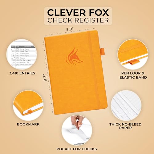 Clever Fox Check Register Book, Checkbook Ledger, 5.8x8.3 Yellow - color: Yellow, size: A5 (5.8'' x 8.3'')