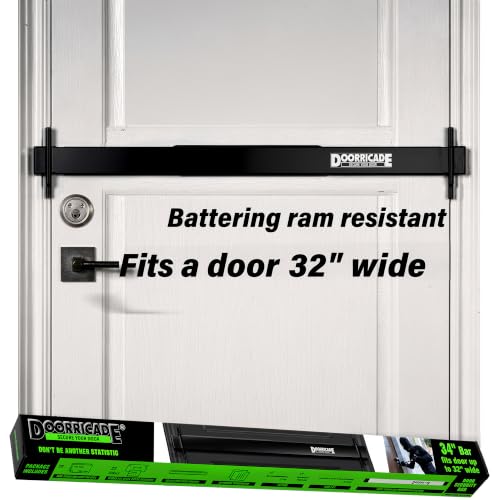 Doorricade Security Bar - Fits an Inward Opening Door up to 32" Wide-Black - color: Black, size: Doors up to 32" Wide Get this 34" Long Bar.