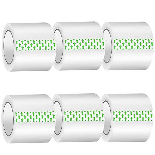 6 Rolls Clear Packing Tape - Quiet Packaging Tape 1.5 INCH Core Shipping Tape Refill Rolls Moving Tape for Packing Boxes, 2" x 25 Yards - size: 6 Rolls