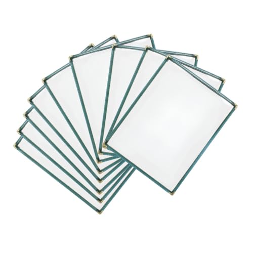 TrueCraftware- 8-1/2” x 11” Green Double Fold Restaurant Menu Covers 2 Page 4 View Set of 10- Crystal Clear Café Menu Holders Fits A4 Size Paper Menu Covers Clear Menu Sleeves - color: Green