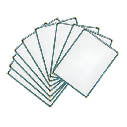 TrueCraftware- 8-1/2” x 11” Green Double Fold Restaurant Menu Covers 2 Page 4 View Set of 10- Crystal Clear Café Menu Holders Fits A4 Size Paper Menu Covers Clear Menu Sleeves - color: Green