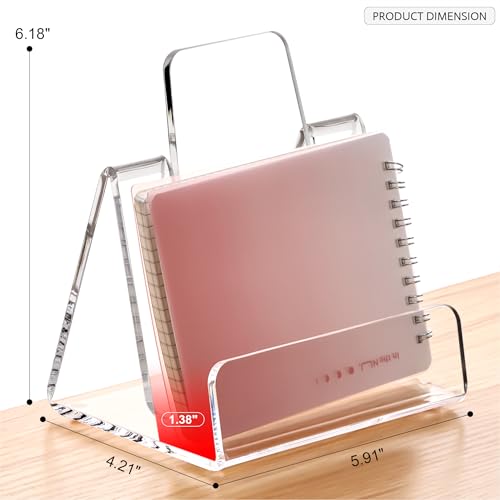 HeZone Acrylic Brochure Holder 5x6 Inch,Clear Pamphlet Holder Display Stand for Trifold 4&5&6 Inch Flyers,Pamphlets,Booklets,Menu,Leaflets for Office,Home,Store,1 Pack,A5 - size: 5''×6''
