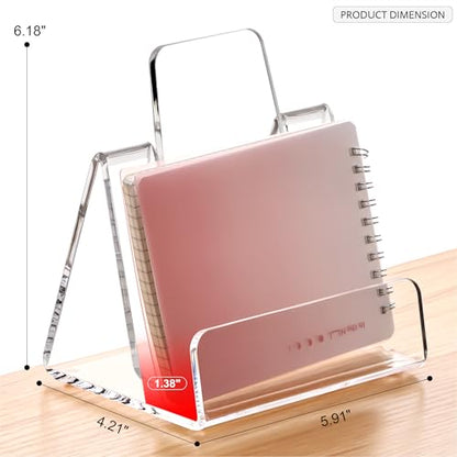 HeZone Acrylic Brochure Holder 5x6 Inch,Clear Pamphlet Holder Display Stand for Trifold 4&5&6 Inch Flyers,Pamphlets,Booklets,Menu,Leaflets for Office,Home,Store,1 Pack,A5 - size: 5''×6''