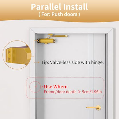 Commercial Heavy Duty Door Closer Large Size with Dullgolden Finish, Hydraulic Self-Closing System - size: Large, style: Dullgolden