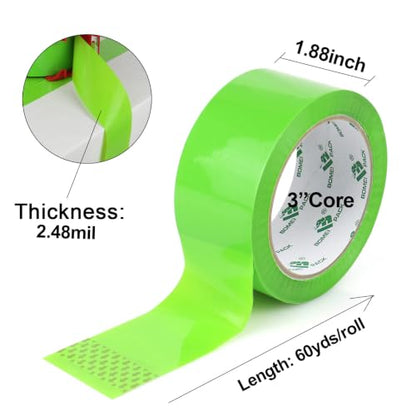 BOMEI PACK Light Green Packing Tape, Heavy Duty Packaging Carton Tape for Shipping Packaing Moving Sealing, 1.88 Inch Wide, 2.5mil Thickness, 60 Yards Per Roll, 6 Rolls - color: light green