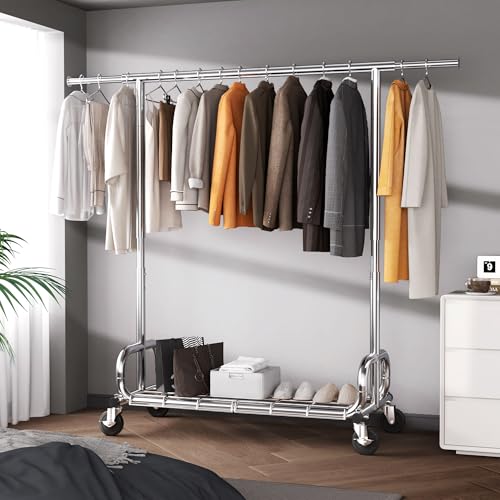 HOKEEPER Clothing Racks Heavy Duty Clothes Rack Adjustable Garment Rack - color: Chrome