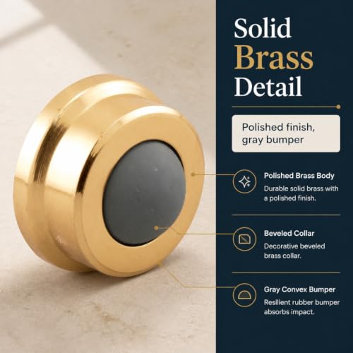Prime-Line J 4570 1 In., Cast Brass, Bright Brass, Wall Stop with Convex Bumper (Single Pack) - color: Polished Brass, size: Pack of 1