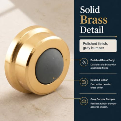 Prime-Line J 4570 1 In., Cast Brass, Bright Brass, Wall Stop with Convex Bumper (Single Pack) - color: Polished Brass, size: Pack of 1