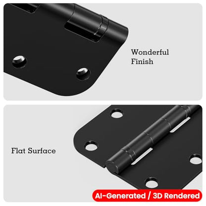 TDCHINGES Rounded Matte Black Door Hinges 3.5" 5/8"Radius Lasting No Squeak - color: Matte Black-Rounded, size: 3 Pack-Ball Bearing-lasting no squeak