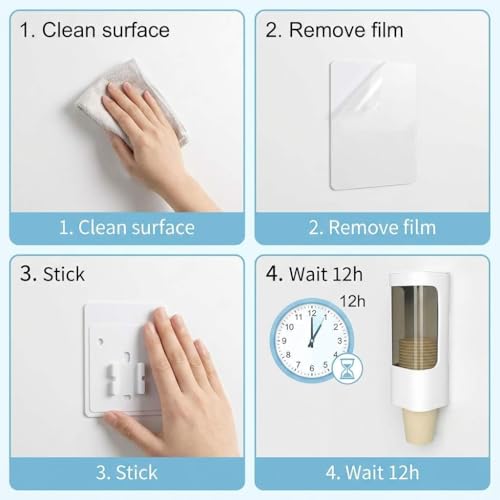 QWORK Wall Mounted Paper Cup Dispenser Set – 2 Pack, Fits 4–5 oz Cups with Smooth Pull Design for Office, Bathroom & Kitchen