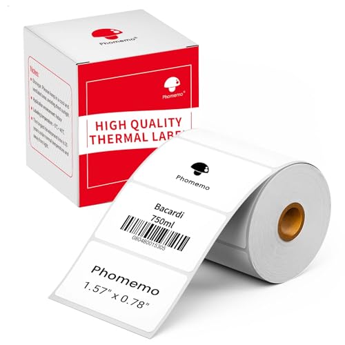 Phomemo M110 Labels-White Sticker Labels for M110/M100/M220/M221/M108/M250/M260 Label Printer,1.57"x 0.78" (40mm x 20mm), 300 Pcs/Roll, for Barcode/Address/Mailing/Logo/Business/Home Tag - size: 1.57" x 0.78"