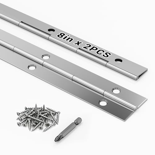 2 pcs Continuous Piano Hinges,8"x1.2",0.047 inch Leaf Thickness - size: 8 Inch