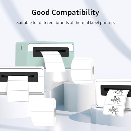 2"x1" Thermal Sticker Labels, White Self-Adhesive Barcode Label Paper for Direct Thermal Printer, Waterproof Multi-Purpose Rectangle Address Shipping Mailing Stickers, 300 Sheets/Roll - color: White, size: 2"x 1"
