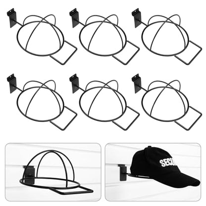 Kigley 6 Pcs Wire Hat Display for Baseball Caps Black Metal Slatwall Accessories Rack Retail Shelves for Merchandise Door Closet Office Bedroom(Square Brim,Black) - style: Square Brim