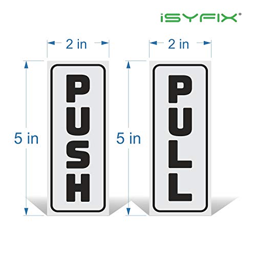iSYFIX Push Pull Stickers Sign, 2x5 Inch, White/Black, 2 Pack - color: White / Black, size: Vertical 2x5