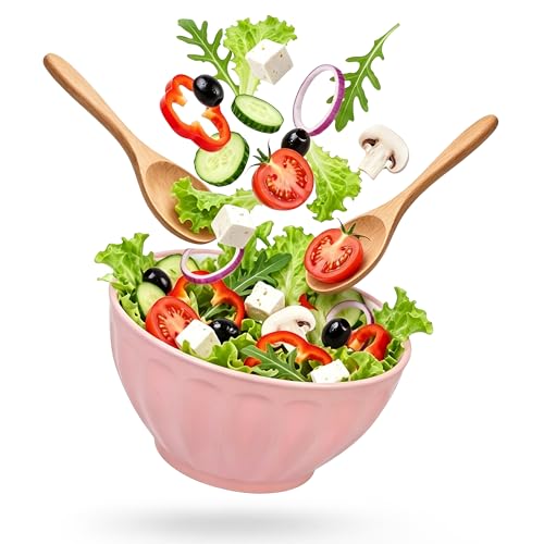 BoxedHome Mixing Bowls with Lids Set, 8 pieces Large 0.2” Thick Plastic Nesting Mixing Bowl, Microwave Safe,Size 5.92, 4.12,3.06,1.80 Quart, Pink - color: 8 PK Pink