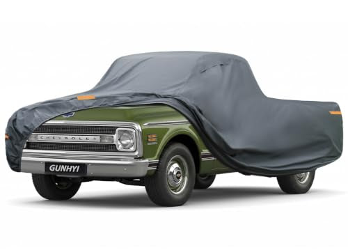 GUNHYI Small Truck Car Cover Waterproof All Weather. See Truck Size Chart - color: 4 Truck Cover, size: 4 Truck M - Max Length to 206",Max Cab to 149"