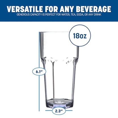 Carlisle FoodService Products Louis Tall Tumbler for Restaurants, Catering, Kitchens, Plastic, 18 Ounces, Clear, (Pack of 24) - size: 18 Ounces, style: 24 Pack