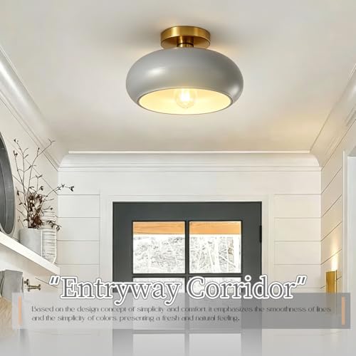 Glass Gray Ceiling Lights Mid Century Flush Mount Light Fixtures - color: Gray-2
