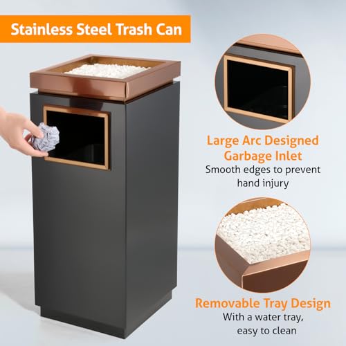 WICHEMI Commercial Outdoor 8 Gallon Trash Can with Lid Stainless Steel