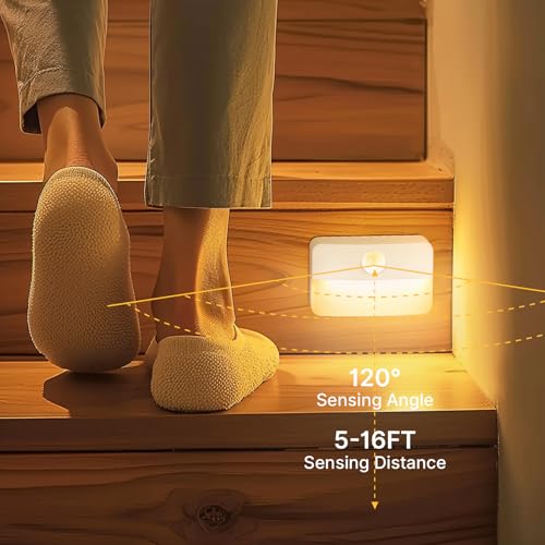 Guankai 3 Pack Motion Sensor Stair Light for Indoor, Battery Operated Closet Lights, Wireless Stick on Anywhere Hallway Lamp, Portable Led Night Lamps for Bedroom Under Cabinet Kitchen - color: White - Battery Powered, size: 3 Pack
