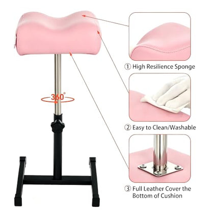 Pedicure Manicure Footrest & Pedicure Stand, Manicure Nail Care Tool, Height Adjustable with Soft Cushion, Non-Slip for Salon, Spa, Home Use, Pink - color: Black & Pink