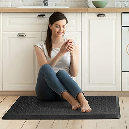 HappyTrends Kitchen Floor Mat - 4/5 Inch Thick Anti-Fatigue Kitchen Rug - color: Black, size: 39"L x 17.3"W x 0.8"Th