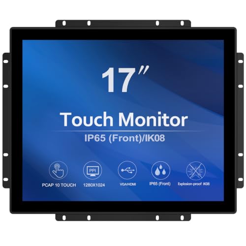 GreenTouch 17 Inch 10 Points Open Frame Industrial Touch Monitor - PACP -1280X1024-LED Display Metal Housing with HDMI,DVI,VGA Port Built-in - size: 17 IN