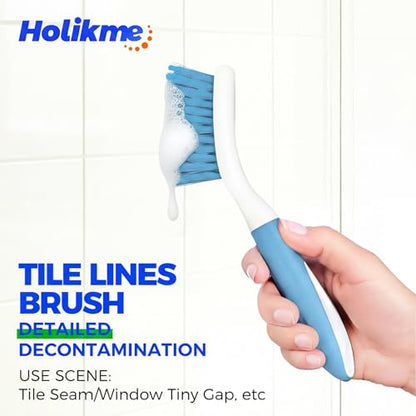 Holikme Cleaning Brush Set for Household Use, Scrub Brush, Kitchen Brush, Tile Lines Brush for Bathroom, Floor, Tub, Shower and Kitchen Surface (Blue) - color: Blue