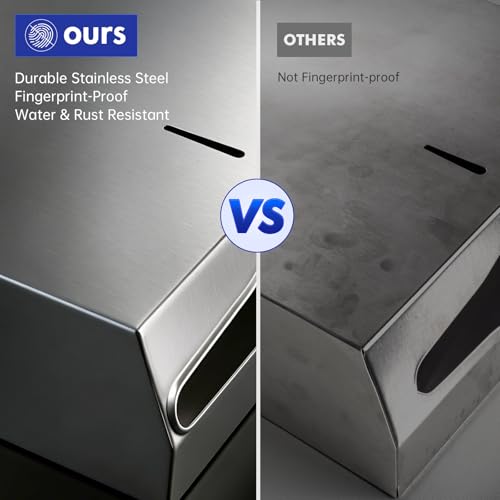 Gorlary Commercial Paper Towel Dispenser Wall Mount, Silver - color: Silver, size: 500 Sheets – Without lock