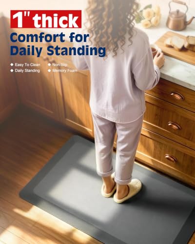 FEATOL 1 Inch Extra Thick Anti-Fatigue Mat for Standing Desk & Kitchen - color: Grey, size: 36"L x 24"W x 1"Th