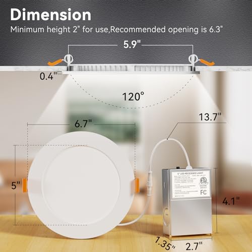 CHARKEE 12 Pack 6 Inch Ultra-Thin 5CCT LED Recessed Ceiling Light,Canless - color: ‎5000k/4000k/3500k/3000k/2700k - 5cct White, size: 6 inches 12 pack