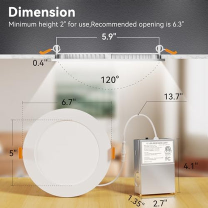 CHARKEE 12 Pack 6 Inch Ultra-Thin 5CCT LED Recessed Ceiling Light,Canless - color: ‎5000k/4000k/3500k/3000k/2700k - 5cct White, size: 6 inches 12 pack