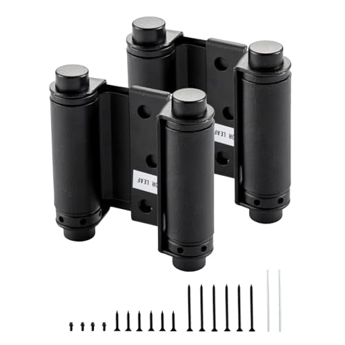 3" Double Action Spring Hinges, Self Closing Saloon Hinges, Black, 2 Pack - color: Matte Black