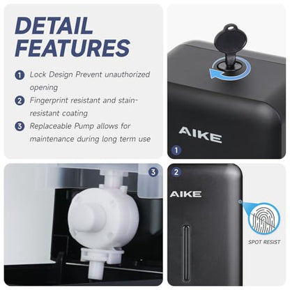 AIKE Liquid Commercial Soap Dispenser,27oz for Bathroom Modern Black,AK1006 - color: Black