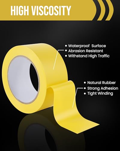 Lichamp 6 Rolls Vinyl Tape, 2" x 36 Yards per Roll, 216 Total Yards, Yellow - color: Yellow