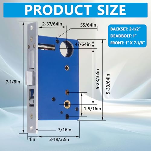 Tandefio 1 Set Double Cylinder Mortise Lock, Right Hand, Silver - color: Silver, style: Right Hand
