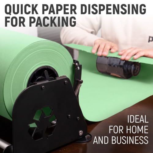 18" Paper Dispenser with Cutter + Light Green Kraft Paper Roll - color: Light Green, size: 1 Roll + Dispenser