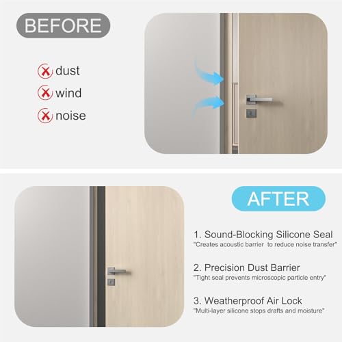 Elvone Weather Stripping Door Seal, 20ft Adhesive Silicone Strip, Black - color: Black, size: 20 ft x 2 in