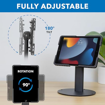 Mount-It! Universal Tablet Countertop Stand, Secure Kiosk Mount, Black - color: Black