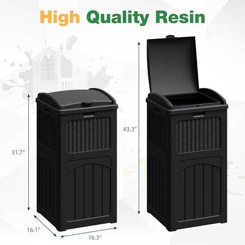 Flamaker 30 Gallon Trash Can, Resin Outdoor Garbage Can with Lid 2 Pack - color: Black, size: 2 Packs