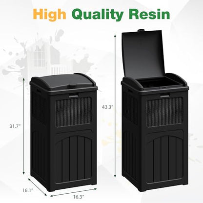 Flamaker 30 Gallon Trash Can, Resin Outdoor Garbage Can with Lid 2 Pack - color: Black, size: 2 Packs