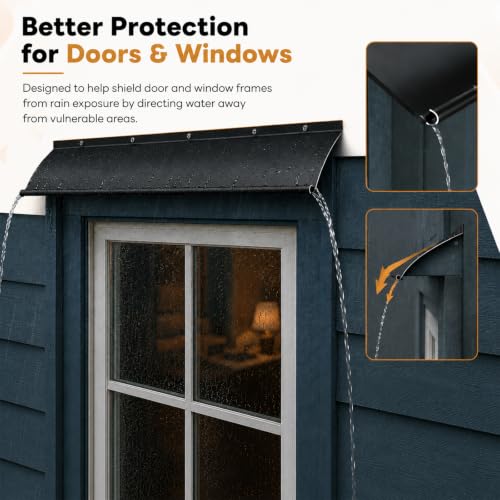 4" Extra-Wide Door Rain Drip Guard, 40" L Heavy Duty Aluminum Window Rain Diverter, Door Rain Deflector with Pre Drilled Holes and Expansion Screws (Black, 2pcs) - color: Black