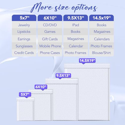 Fuxury Bubble Mailers 5x8.6" 50 Pack White Waterproof Padded Envelopes - color: White, size: 5x8.6" 50PC