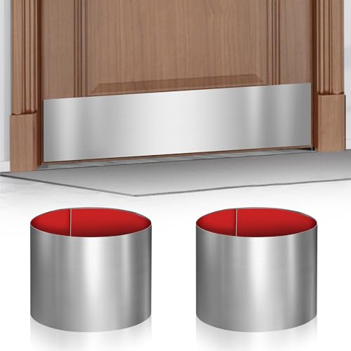 2 PCS 8" x 34" Self Adhesive Brushed Door Kick Plate for 36" Door Bottom - color: Brushed Silver, size: 2 PCS