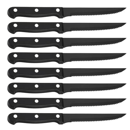 Steak Knife Sets, SANLUNS Kitchen Chef Knife Set & Serrated Knives of 8 - Professional Design Collection - Razor-Sharp High Carbon Stainless Steel Dinner Knives with Ergonomic Handles (8 Pcs - Black) - color: JB-Steak Knife-8Pc-Black